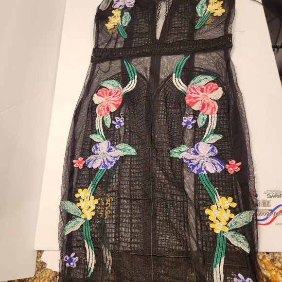 G by Guess Dresses & Skirts - 7 GUESS SHEER BLACK DRESS WITH VIBRANT COLORFUL EMBROIDERY SIZE 2
